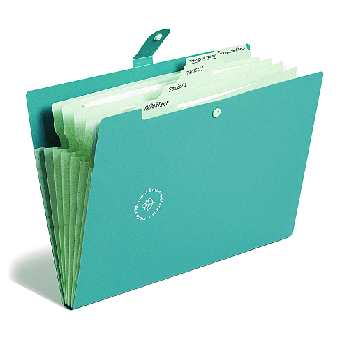 U Brands U-Eco Six-Pocket Expandable Folder, 4.5" Expansion, 6 Sections, Snap Button Closure, 1/6-Cut Tabs, Letter Size, 3/Pack (6592U0112)