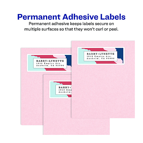 Avery Glossy White Easy Peel Mailing Labels w/ Sure Feed Technology, Laser Printers, 1 x 2.63, White, 30/Sheet, 25 Sheets/Pack (6526)