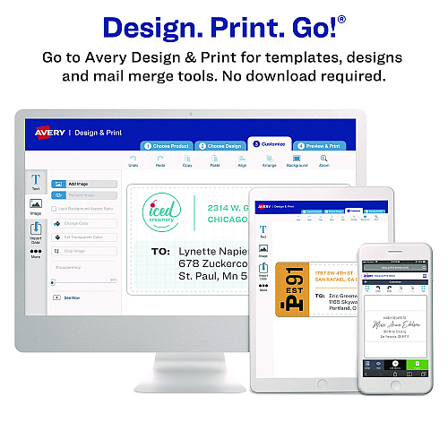 Avery Glossy White Easy Peel Mailing Labels w/ Sure Feed Technology, Laser Printers, 2 x 4, White, 10/Sheet, 25 Sheets/Pack (6528)