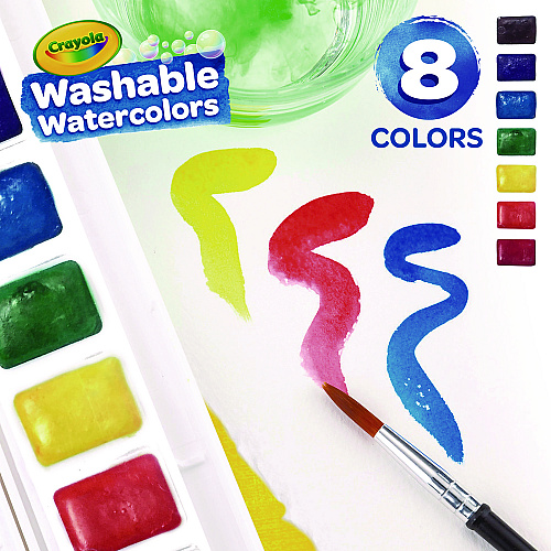 Crayola Washable Watercolor Paint, 8 Assorted Colors, Palette Tray (530525)