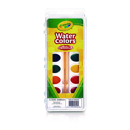 Crayola Artista II Washable Watercolor Set, 16 Assorted Colors, Palette Tray (531516)