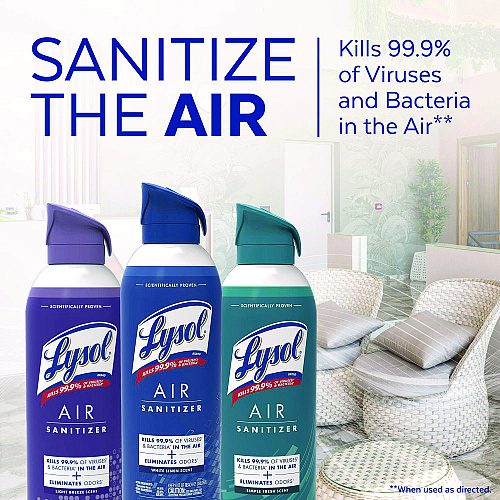 LYSOL Air Sanitizer Spray, Light Breeze Scent, 10 oz Aerosol Can, 6/Carton (99394CT)