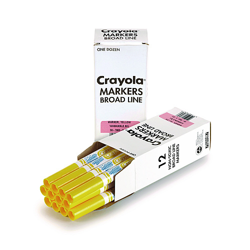 Crayola Broad Line Washable Markers, Broad Bullet Tip, Yellow, 12/Box (587800034)