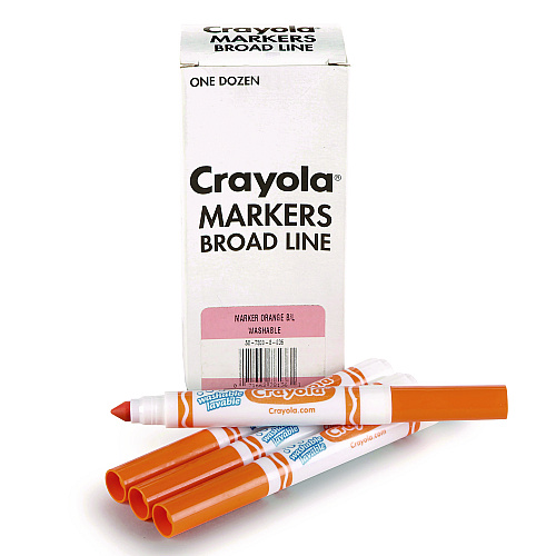 Crayola Broad Line Washable Markers, Broad Bullet Tip, Orange, 12/Box (587800036)