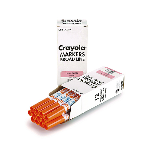 Crayola Broad Line Washable Markers, Broad Bullet Tip, Orange, 12/Box (587800036)