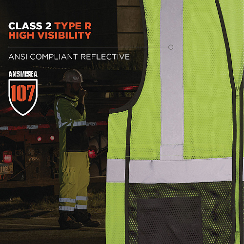 ergodyne GloWear 8210Z Hi-Vis Class 2 Mesh Vest, 2X-Large to 3X-Large, Lime (23017)
