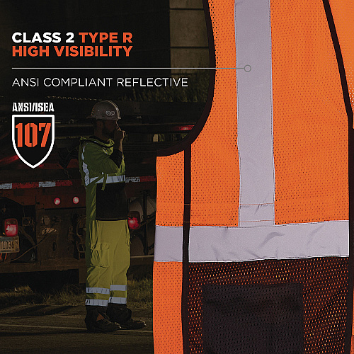 ergodyne GloWear 8210Z Hi-Vis Class 2 Mesh Vest, Large to X-Large, Orange (23025)