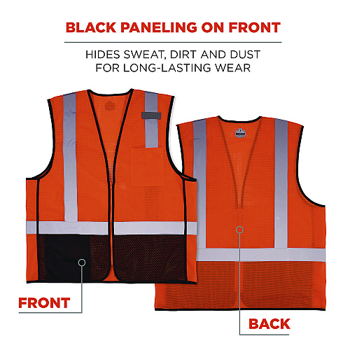 ergodyne GloWear 8210Z Hi-Vis Class 2 Mesh Vest, 4X-Large to 5X-Large, Orange (23029)