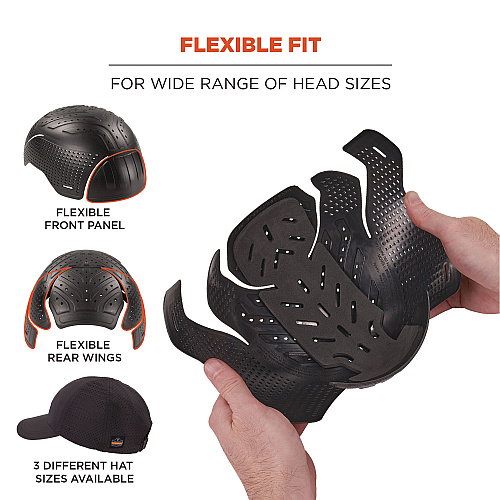 ergodyne Skullerz 8947 Lightweight Baseball Hat and Bump Cap Insert, Medium/Large, Black (23451)
