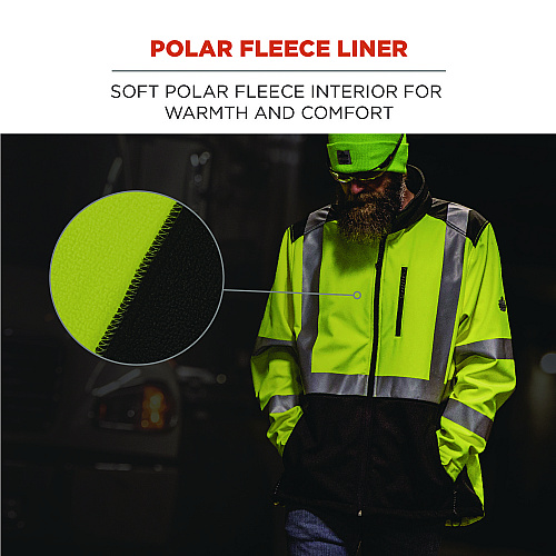 ergodyne GloWear 8353 Class 3 Hi-Vis Softshell Water-Resistant Jacket, 3X-Large, Lime (23527)