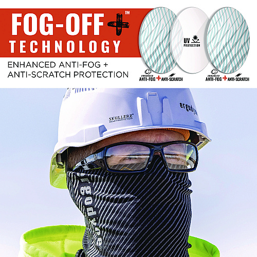 ergodyne Skullerz ODIN Anti-Scratch/Enhanced Anti-Fog Safety Glasses, Nylon Impact Black Frame, Indoor/Outdoor Polycarbonate Lens (50485)