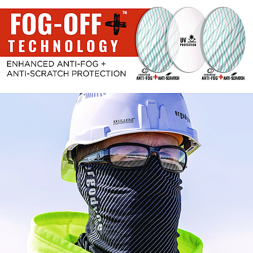 ergodyne Skullerz THOR Anti-Scratch and Enhanced Anti-Fog Safety Glasses, Black Nylon Impact Frame, Clear Polycarbonate Lens (51005)