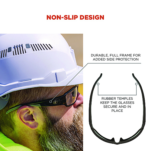 ergodyne Skullerz THOR Anti-Scratch and Enhanced Anti-Fog Safety Glasses, Black Nylon Impact Frame, Clear Polycarbonate Lens (51005)