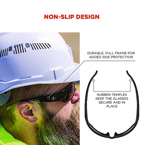 ergodyne Skullerz THOR Anti-Scratch and Enhanced Anti-Fog Safety Glasses, Black Nylon Impact Frame, Smoke Polycarbonate Lens (51035)