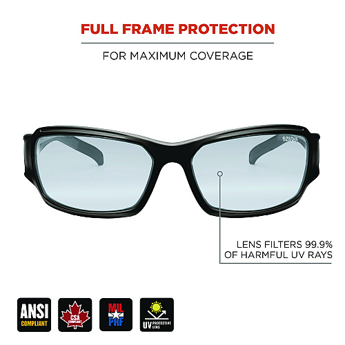 ergodyne Skullerz THOR Anti-Scratch/Enhanced Anti-Fog Safety Glasses, Black Nylon Impact Frame, Indoor/Outdoor Polycarbonate Lens (51085)