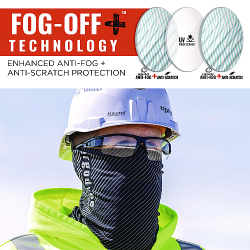 ergodyne Skullerz DAGR Anti-Scratch and Enhanced Anti-Fog Safety Glasses, Black Nylon Impact Frame, Clear Polycarbonate Lens (52005)
