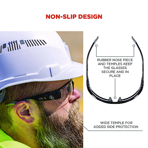 ergodyne Skullerz DAGR Anti-Scratch and Enhanced Anti-Fog Safety Glasses, Black Nylon Impact Frame, Clear Polycarbonate Lens (52005)