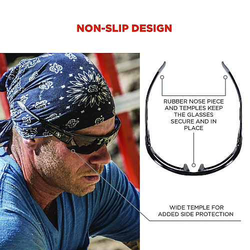 ergodyne Skullerz DAGR Anti-Scratch and Enhanced Anti-Fog Safety Glasses, Black Nylon Impact Frame, Smoke Polycarbonate Lens (52035)
