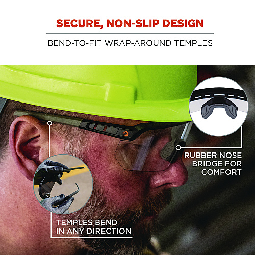 ergodyne Skullerz AEGIR Safety Glasses, Matte Black Nylon Impact Frame, Indoor/Outdoor Polycarbonate Lens (55003)