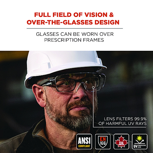 ergodyne Skullerz OSMIN Safety Glasses, Matte Black Polycarbonate Frame, Clear Polycarbonate Lens (55101)