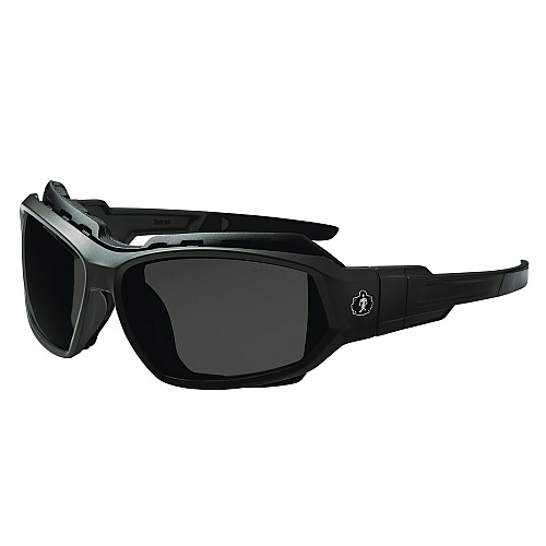 ergodyne Skullerz LOKI Anti-Scratch/Anti-Fog Convertible Safety Spoggles with Strap, Matte Black Frame, Smoke Polycarbonate Lens (56035)