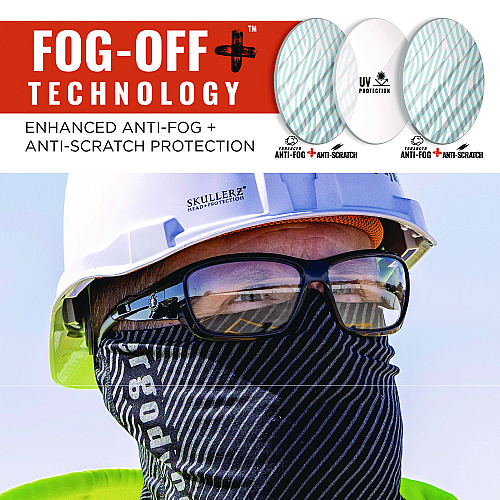 ergodyne Skullerz BALDR Anti-Scratch/Anti-Fog Safety Glasses, Matte Black Nylon Impact Frame, Indoor/Outdoor Polycarbonate Lens (57085)