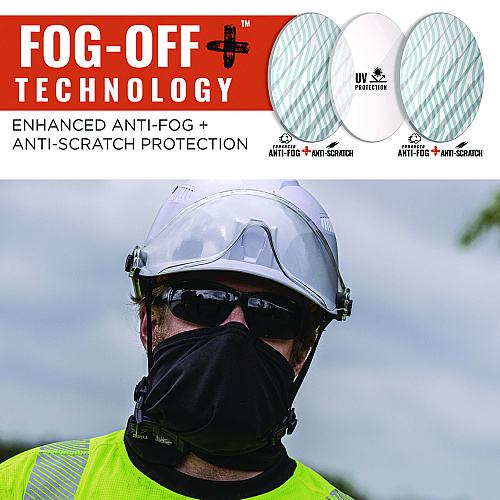 ergodyne Skullerz VALI Anti-Scratch/Enhanced Anti-Fog Safety Glasses, Matte Black Frameless, Smoke Polycarbonate Lens (59235)