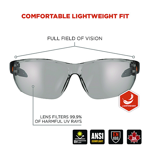 ergodyne Skullerz VALI Anti-Scratch/Anti-Fog Safety Glasses, Matte Black Frameless, Indoor/Outdoor Polycarbonate Lens (59285)