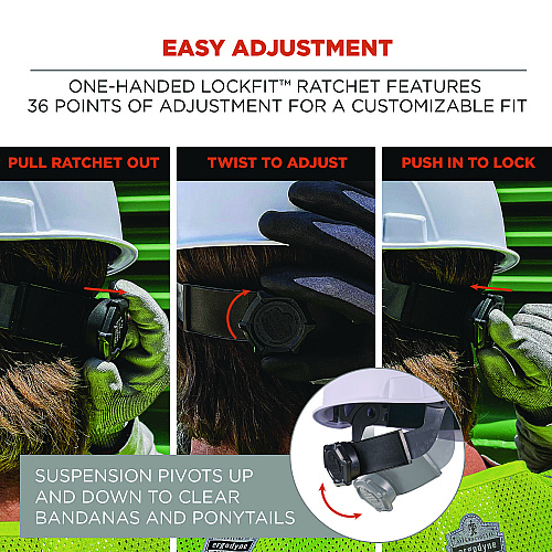 ergodyne Skullerz 8986 6-Point Hard Hat Suspension Replacement, Gray (60233)