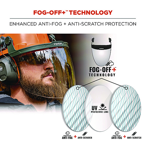 ergodyne Skullerz 8994 Anti-Scratch/Anti-Fog Hard Hat Face Shield, Cap-Style/Safety Helmet Adapter, Clear Lens (60243)