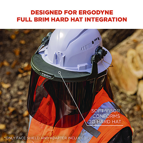 ergodyne Skullerz 8995 Anti-Scratch and Anti-Fog Hard Hat Face Shield with Adapter for Full Brim, Smoke Lens (60246)