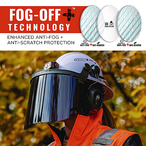 ergodyne Skullerz 8995 Anti-Scratch and Anti-Fog Hard Hat Face Shield with Adapter for Full Brim, Smoke Lens (60246)