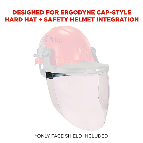 ergodyne Skullerz 8997 Anti-Scratch/Anti-Fog Face Shield Replacement, Cap-Style/Safety Helmet, Clear Lens (60249)