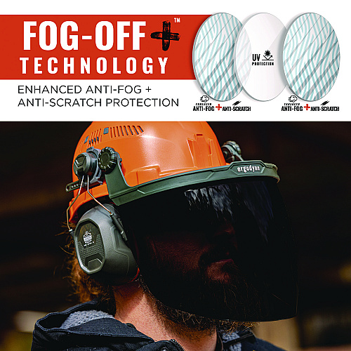 ergodyne Skullerz 8997 Anti-Scratch/Anti-Fog Face Shield Replacement, Cap-Style/Safety Helmet, Smoke Lens (60250)