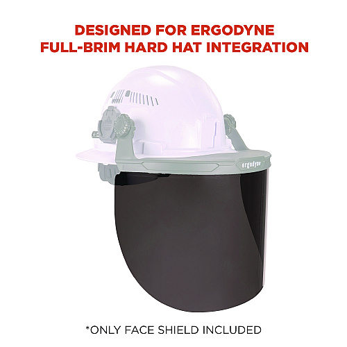 ergodyne Skullerz 8998 Anti-Scratch/Anti-Fog Face Shield Replacement for Full Brim Hard Hat, Smoke Lens (60252)