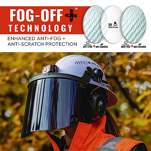 ergodyne Skullerz 8998 Anti-Scratch/Anti-Fog Face Shield Replacement for Full Brim Hard Hat, Smoke Lens (60252)