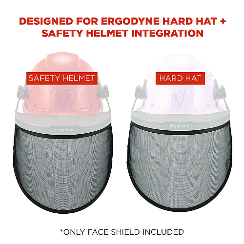 ergodyne Skullerz 8999 Mesh Face Shield Replacement for Hard Hat and Safety Helmet, Black (60253)