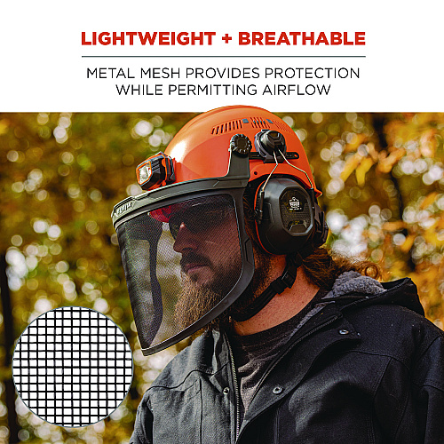 ergodyne Skullerz 8999 Mesh Face Shield Replacement for Hard Hat and Safety Helmet, Black (60253)