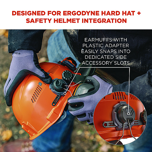 ergodyne Skullerz 8880 NRR 26dB Hard Hat Mounted Earmuffs, Cap-Style, Gray (60258)