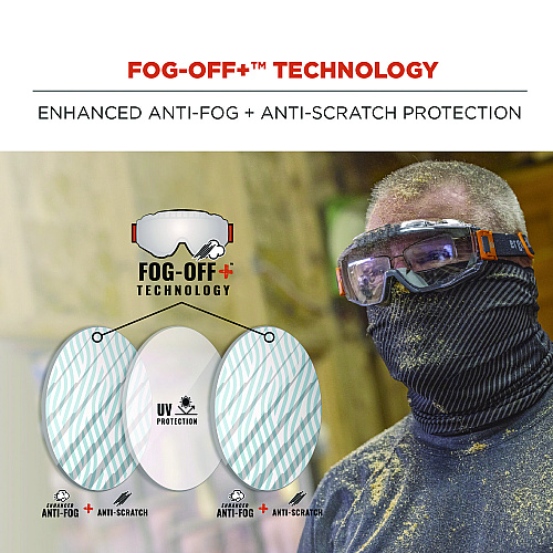 ergodyne Skullerz MODI OTG Anti-Scratch and Enhanced Anti-Fog Safety Goggles Replacement Lens, Clear (60304)