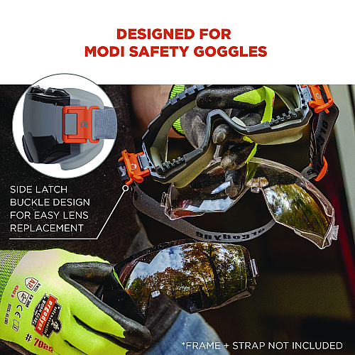 ergodyne Skullerz MODI OTG Anti-Scratch and Enhanced Anti-Fog Safety Goggles Replacement Lens, Smoke (60305)