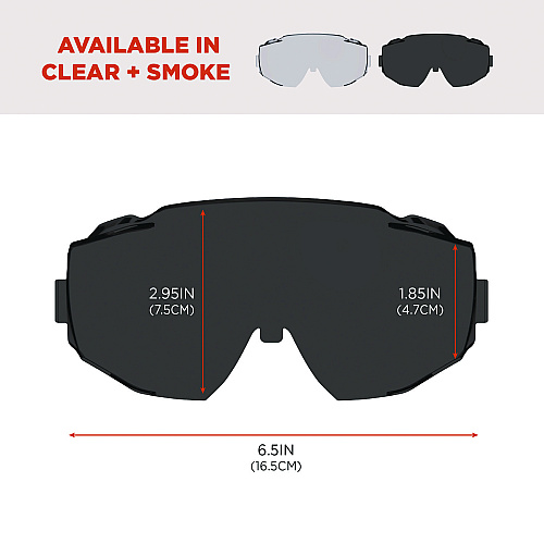 ergodyne Skullerz MODI OTG Anti-Scratch and Enhanced Anti-Fog Safety Goggles Replacement Lens, Smoke (60305)
