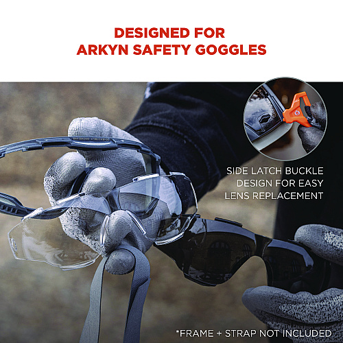 ergodyne Skullerz ARKYN Anti-Scratch and Enhanced Anti-Fog Safety Goggles Replacement Lens, Smoke (60307)