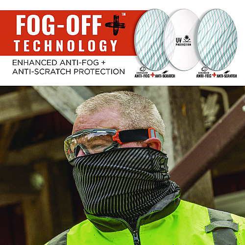 ergodyne Skullerz ARKYN Anti-Scratch and Enhanced Anti-Fog Safety Goggles with Elastic Strap, Clear (60308)