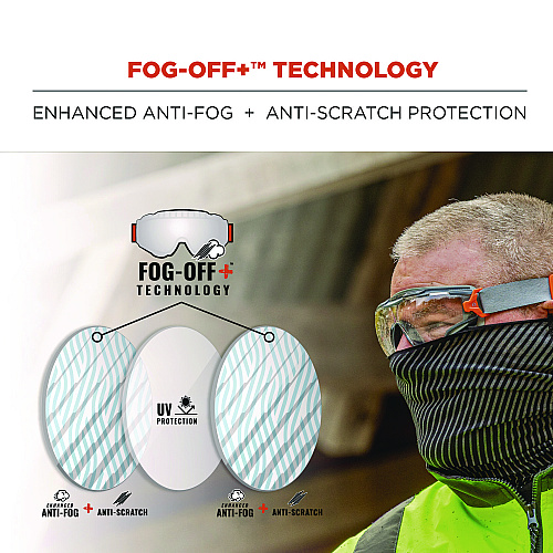 ergodyne Skullerz ARKYN Anti-Scratch and Enhanced Anti-Fog Safety Goggles with Neoprene Strap, Clear (60310)