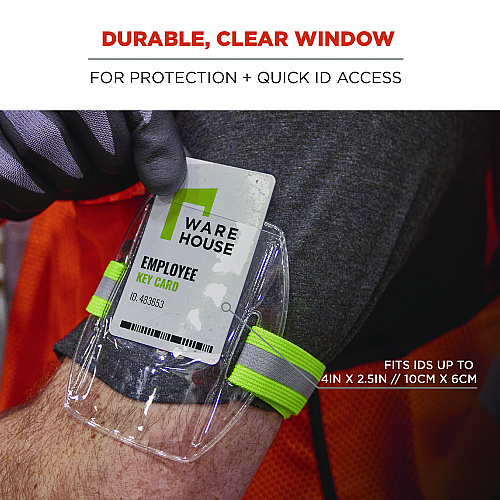ergodyne Squids 3388 Wrist ID/Badge Holder, Vertical, Hi-Vis Lime, 3.5 x 5.5 Holder, 2.75 x 3.75 Insert (19973)