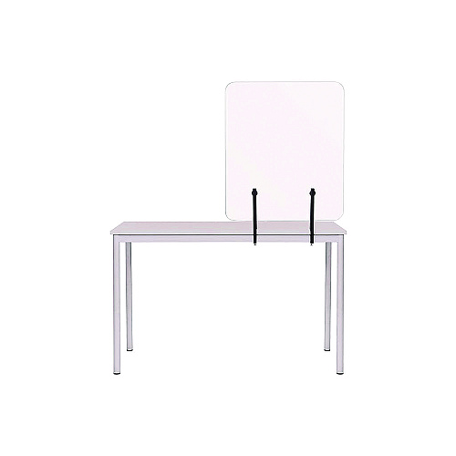 MasterVision Protector Series Frameless Glass Desktop Divider, 35.4 x 0.16 x 35.4, Clear/Aluminum (GL2001393)