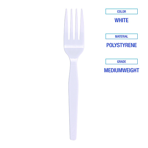 Boardwalk&reg; Plastic Tableware, Fork, White, 1,000 Count (BWKFORKMWPSCT)