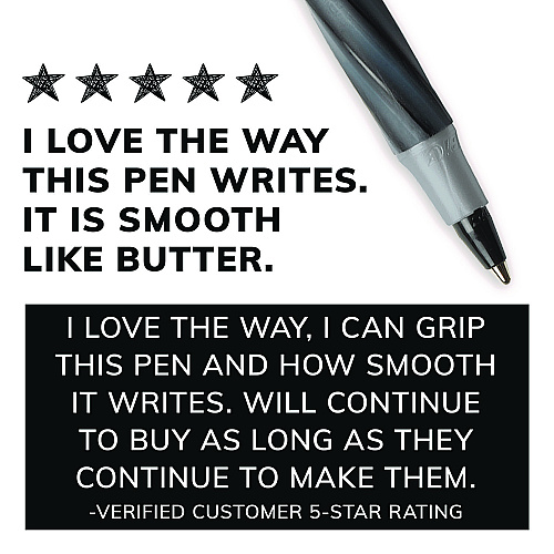 BIC Round Stic Grip Xtra Comfort Ballpoint Pen, Stick, Fine 0.8 mm, Black Ink, Gray/Black Barrel, Dozen (GSFG11BK)