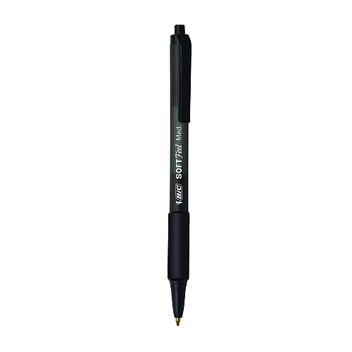 BIC Soft Feel Ballpoint Pen Value Pack, Retractable, Medium 1 mm, Black Ink, Black Barrel, 36/Pack (SCSM361BK)